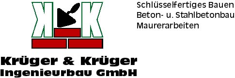 K&K-Logo JPEG Logo der Krüger & Krüger Ingenieurbau GmbH mit Ziegel und Kelle, Text: Arbeitsplatten aus Naturstein und Bauleistungen in Berlin.