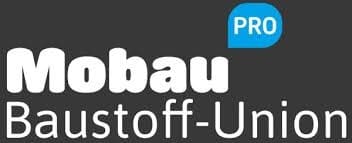 Mobau Pro-Logo Mobau Baustoff-Union Logo mit PRO in blauer Sprechblase, weißer Schrift auf Dunkel - Experte für Arbeitsplatten aus Naturstein Berlin.